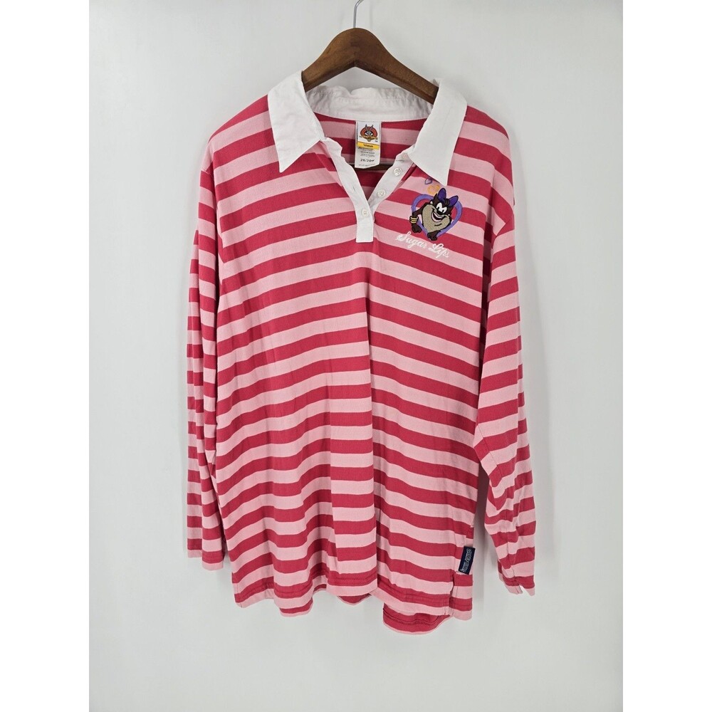 Vintage Looney Tunes Taz Tasmanian She Devil Embroidered Polo Shirt Ladies 26/28
